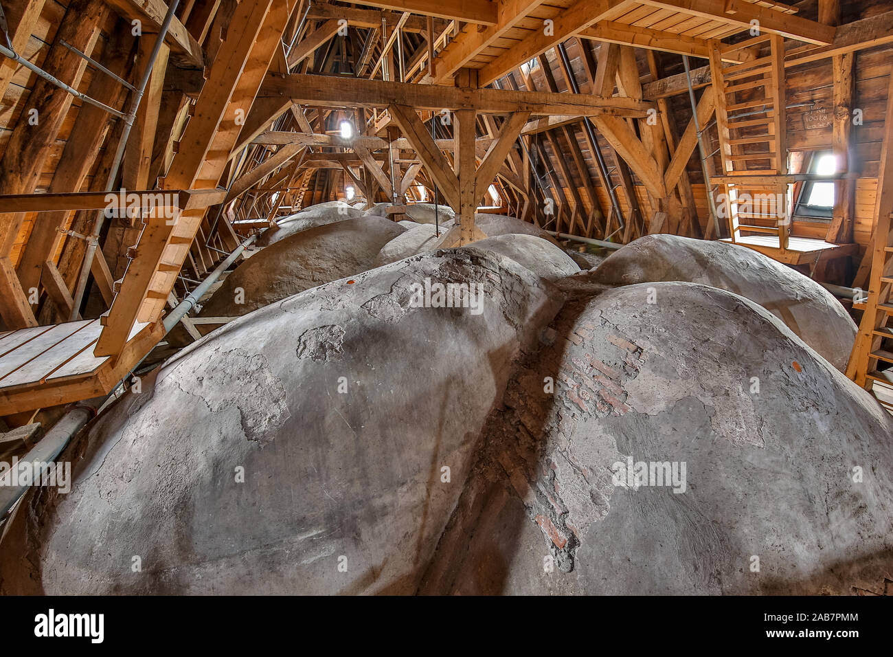 GRONINGEN, NETHERLANDS - DECEMBER 12, 2016:  Attic of an old church with domed ceiling from the 16th century in the Netherlands Stock Photo