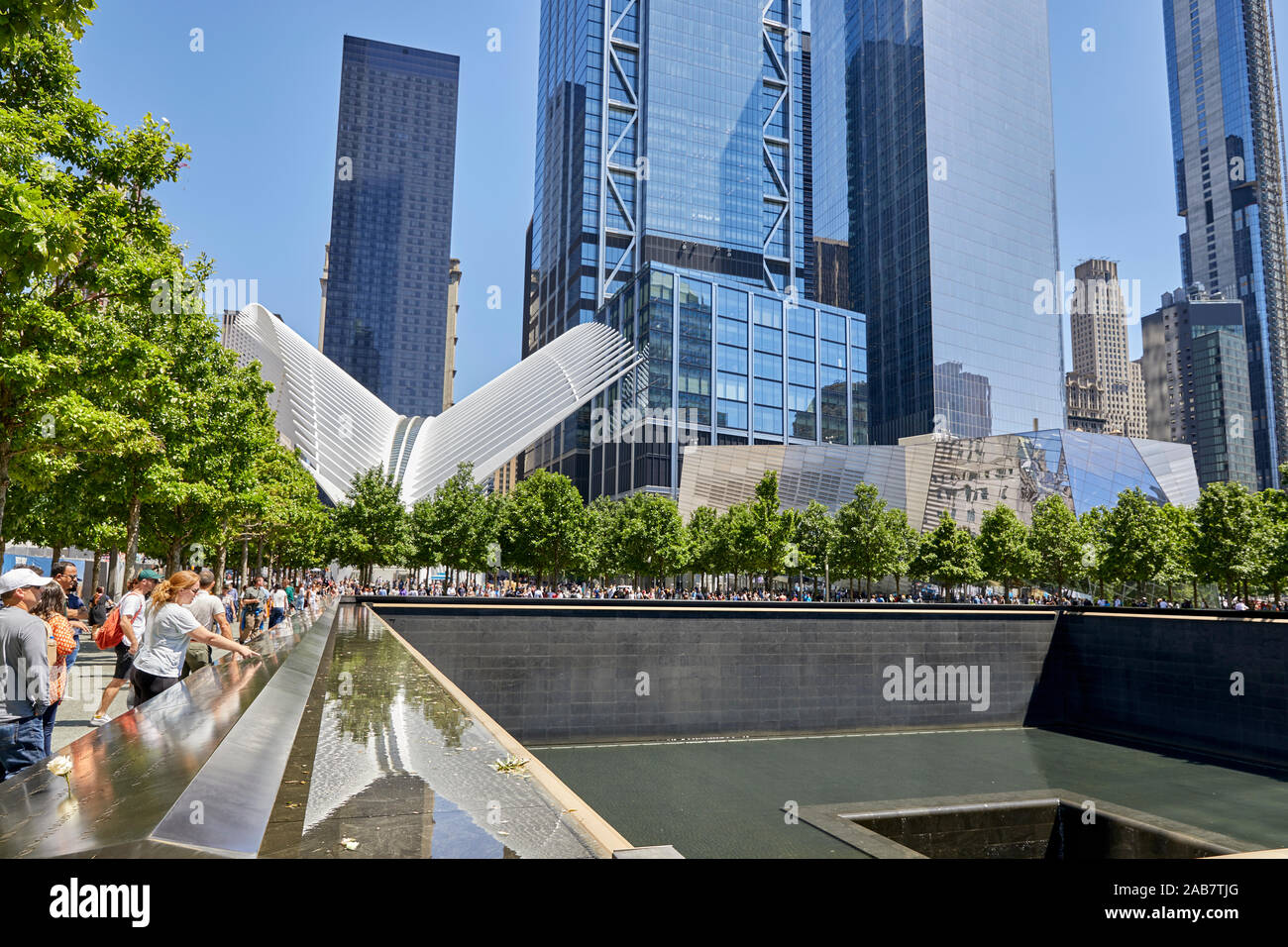 9/11 Memorial Fountain in New York City, New York, North America Stock Photo