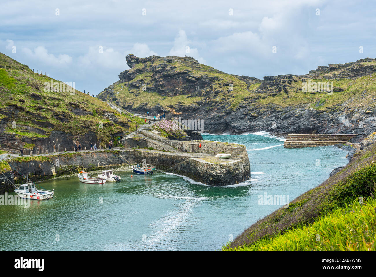 Boscastle Harbour entrance, Atlantic coast, Cornwall, England, United Kingdom, Europe Stock Photo