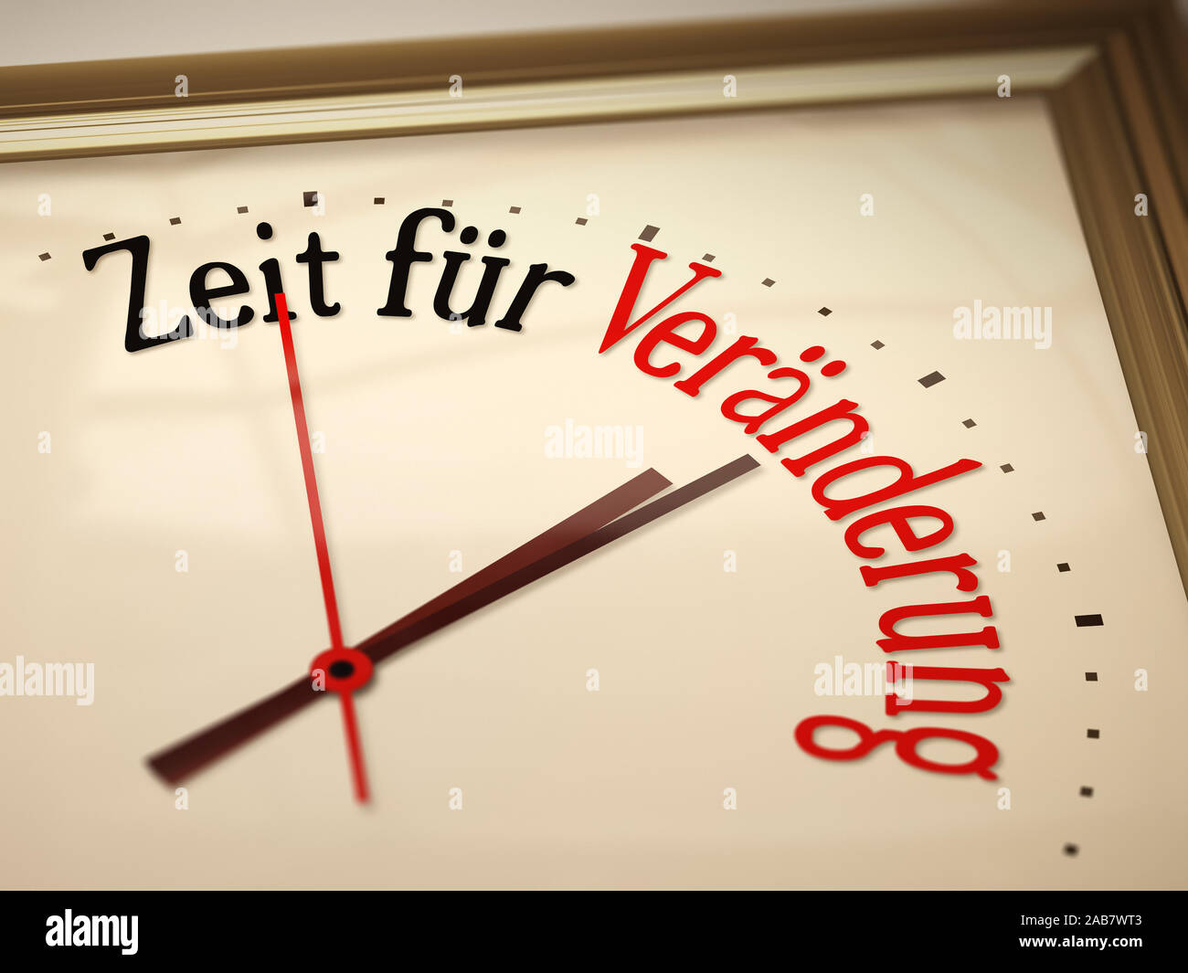 Ein simples Ziffernblatt mit der Inschrift 'Zeit fuer Veraenderung' Stock Photo