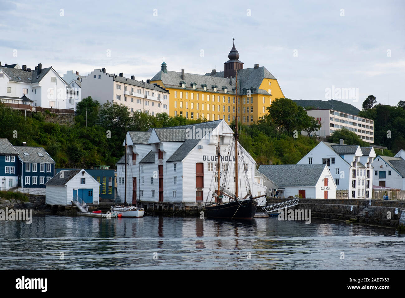 The seafront in the harbour in Alesund, More og Romsdal, Norway, Scandinavia, Europe Stock Photo
