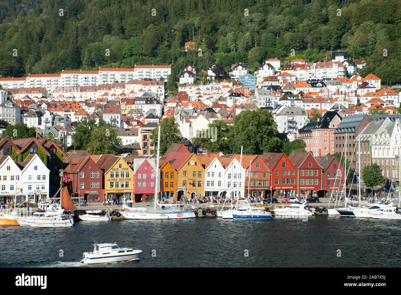 Colourful old timber buildings around the harbour in Bryggen, UNESCO World Heritage Site, Bergen, Vestlandet, Norway, Scandinavia, Europe Stock Photo