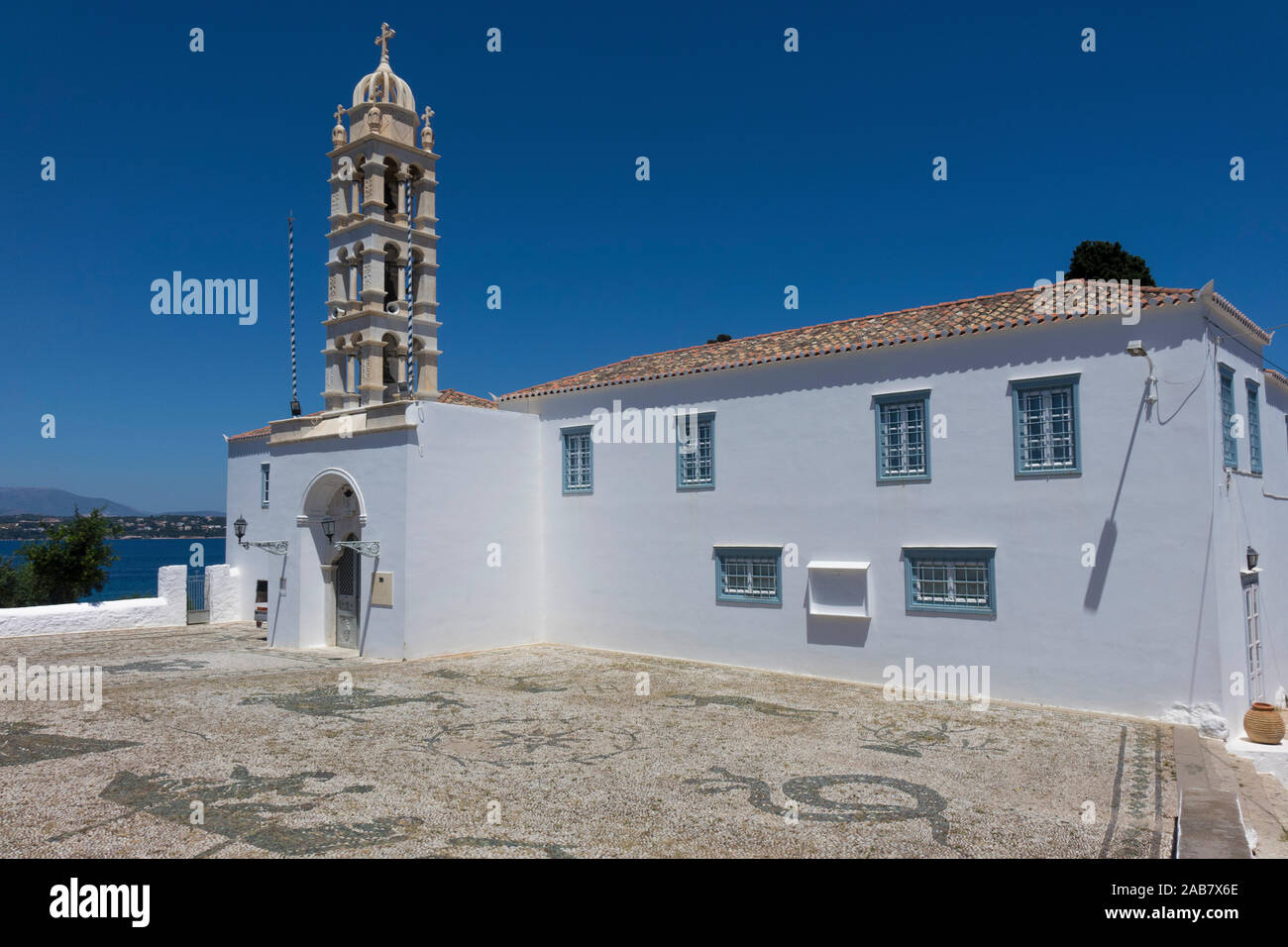 St. Nicholas Monastery, Spetses, Saronic Islands, Greek Islands, Greece, Europe Stock Photo