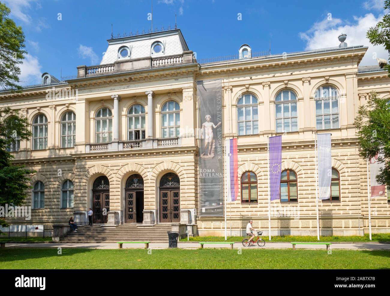 Slovenian Museum of Natural History and the National Museum of Slovenia, front entrance, Ljubljana, Slovenia, Europe Stock Photo