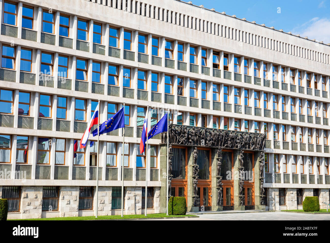 Slovenian Parliament, National Assembly building, Trg Republike (Republic Square), Ljubljana, Slovenia, Europe Stock Photo