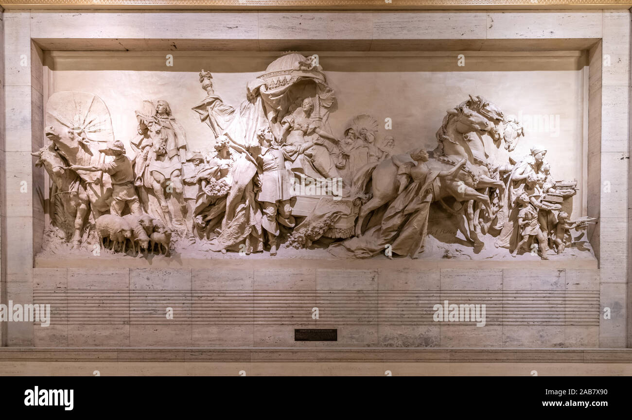 Karl Bitter's 1895 sculpture - Spirit of Transportation. Originally housed in the Broad Street Station waiting room, it is now in 30th St Station Stock Photo