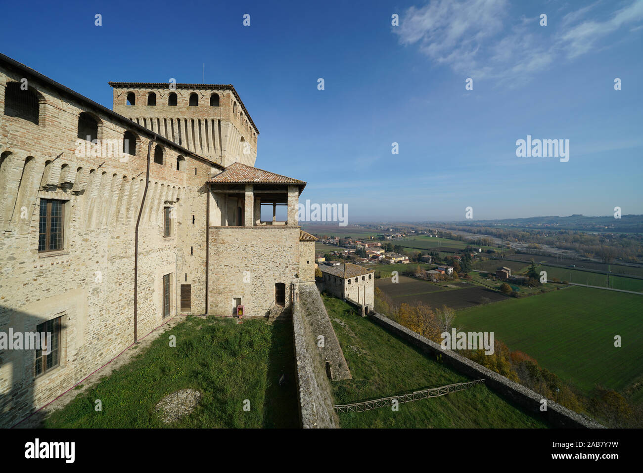 Torrechiara Castle, Langhirano, Parma, Emilia-Romagna, Italy, Europe Stock Photo