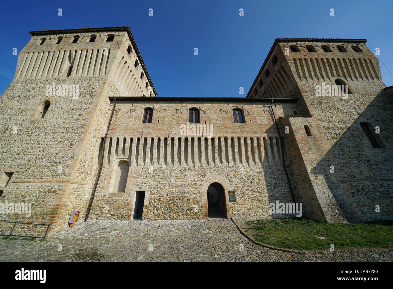 Torrechiara Castle, Langhirano, Parma, Emilia-Romagna, Italy, Europe Stock Photo