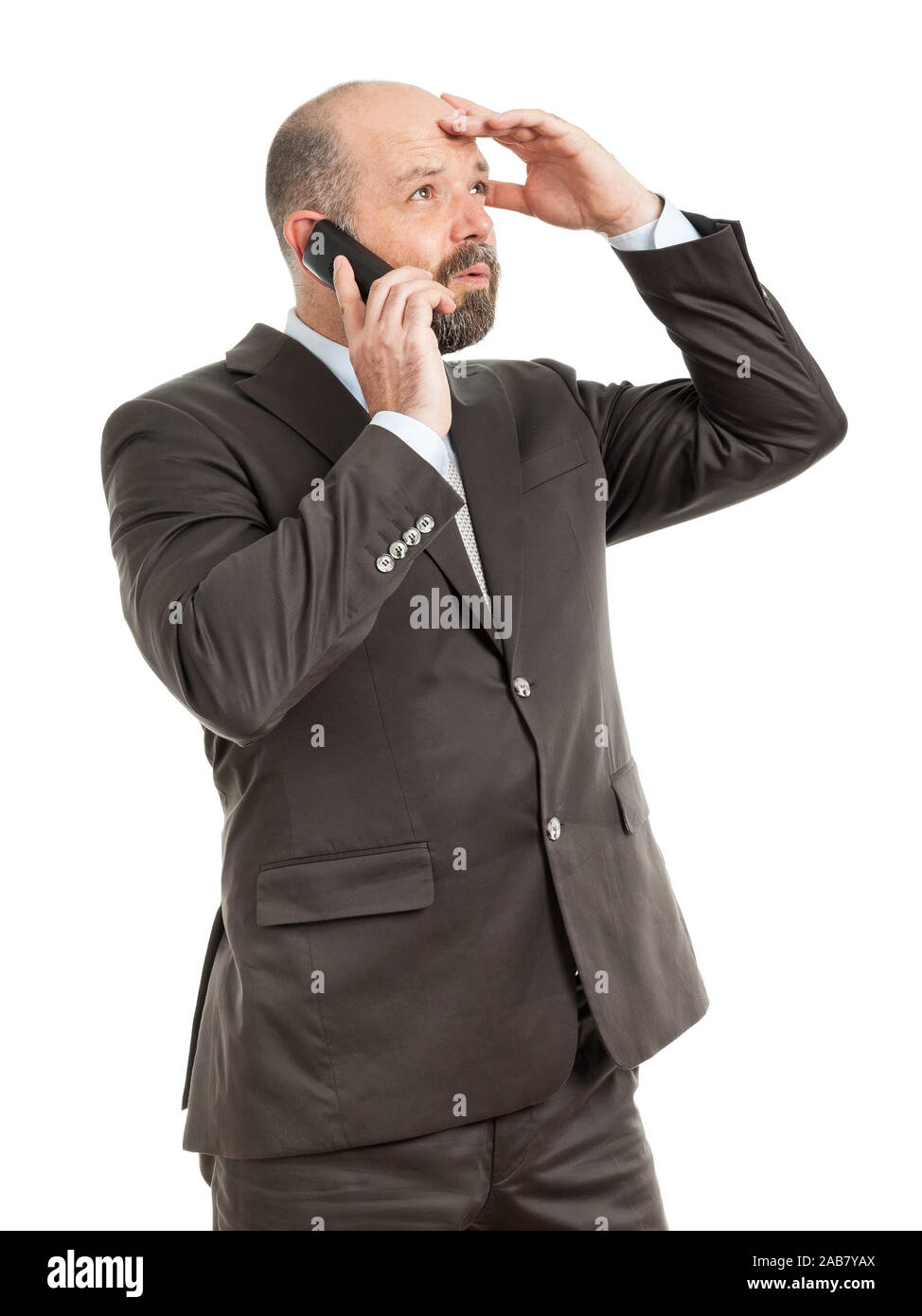 Ein freundlicher Geschaeftsmann mit Mobiltelefon Stock Photo
