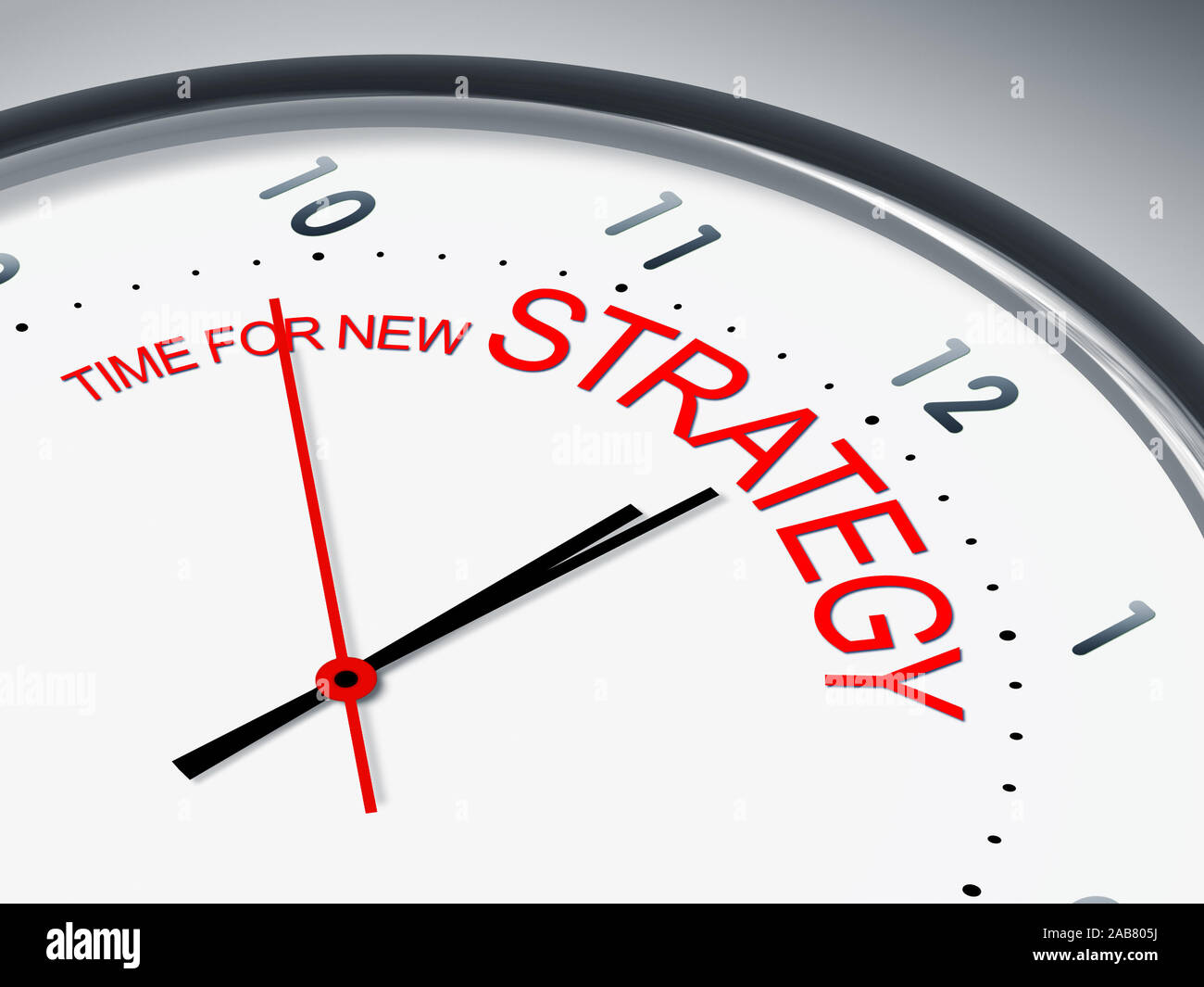 Ein simples Ziffernblatt mit der Aufschrift 'Time for new strategy' Stock Photo