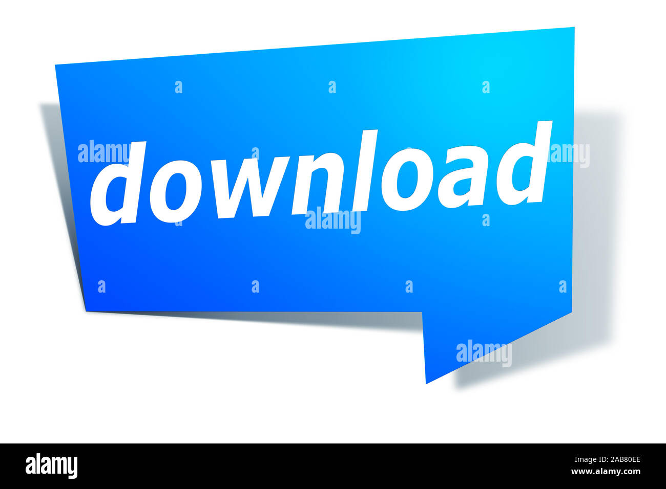 Ein blaues Etikett vor weissem Hintergrund mit der Aufschrift: 'download' Stock Photo