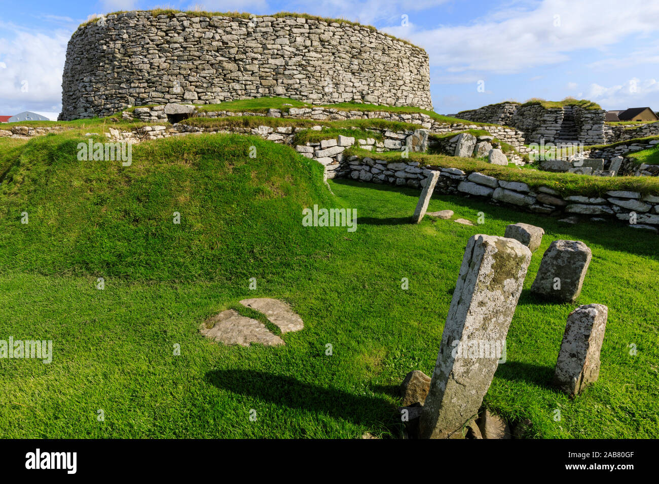 Clickimin Broch, Iron Age Fort, from the West, Clickimin Loch, Central Lerwick,Shetland Isles, Scotland, United Kingdom, Europe Stock Photo