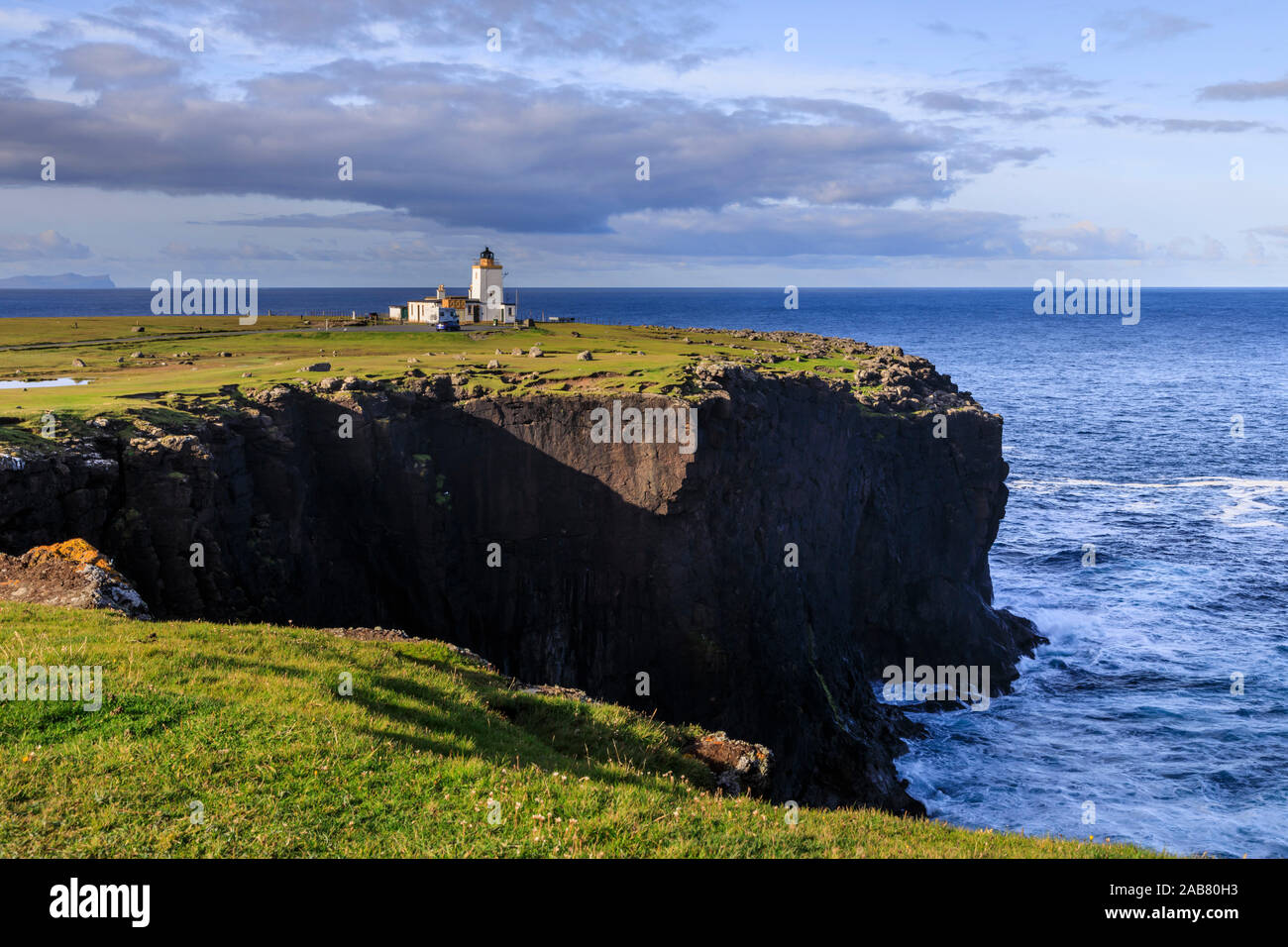 Eshaness Lighthouse, Stevenson, 1929, cliff top boulders, Northmavine, Mainland, Shetland Isles, Scotland, United Kingdom, Europe Stock Photo