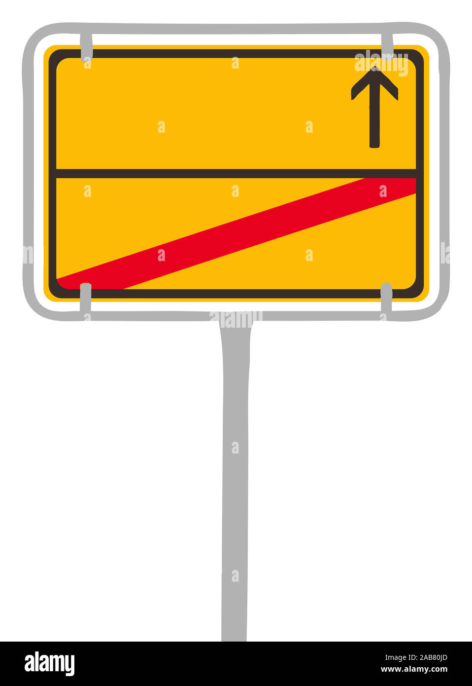 Ein deutsches, unbeschriftetes Strassenschild vor weissem Hintergrund Stock Photo