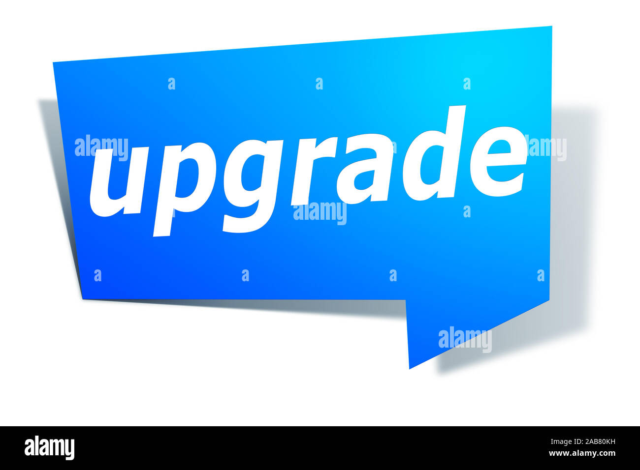 Ein blaues Etikett vor weissem Hintergrund mit der Aufschrift: 'upgrade' Stock Photo