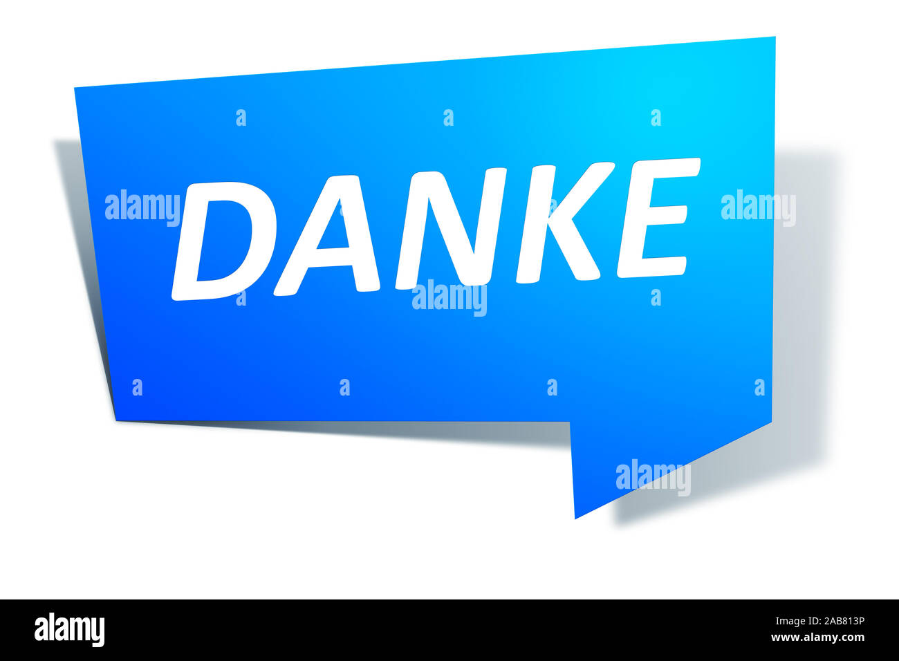 Ein modernes blaues Web Element mit dem Wort Danke Stock Photo