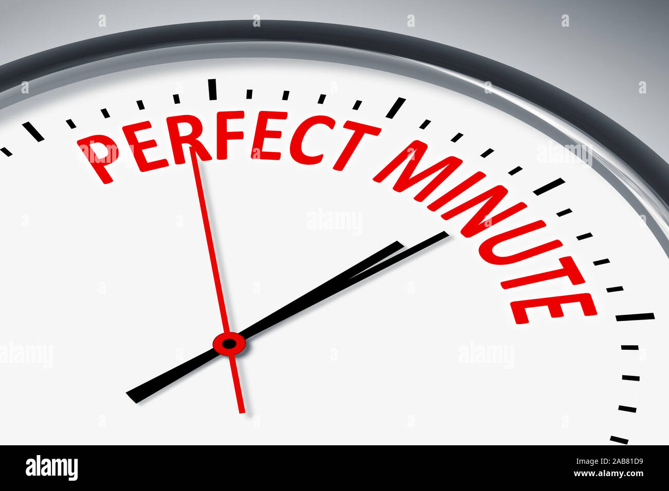 Ein simples Ziffernblatt mit der Aufschrift: 'Perfect Minute' Stock Photo