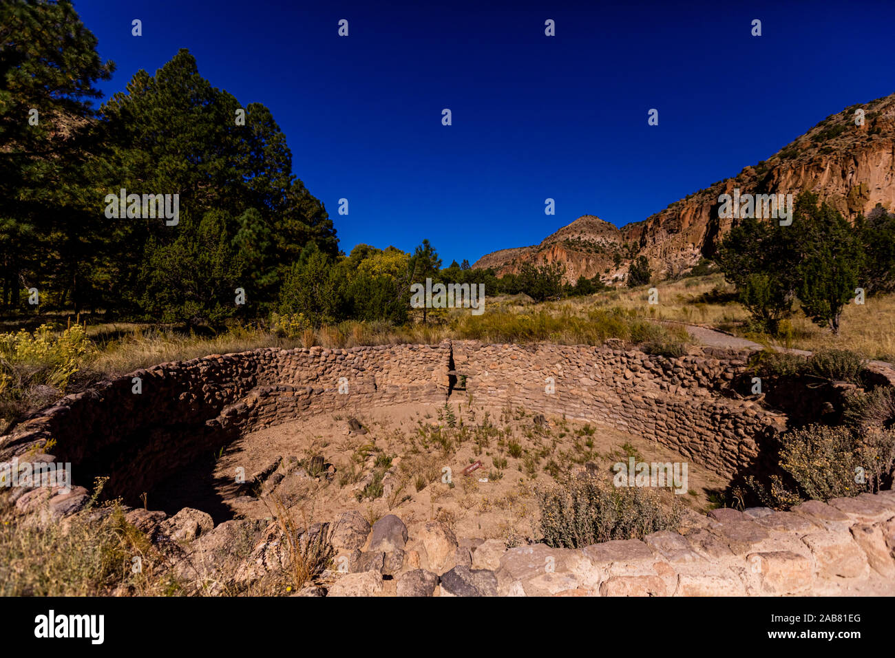 Pueblo Indian Ruins in Bandelier National Monument, New Mexico, North America Stock Photo