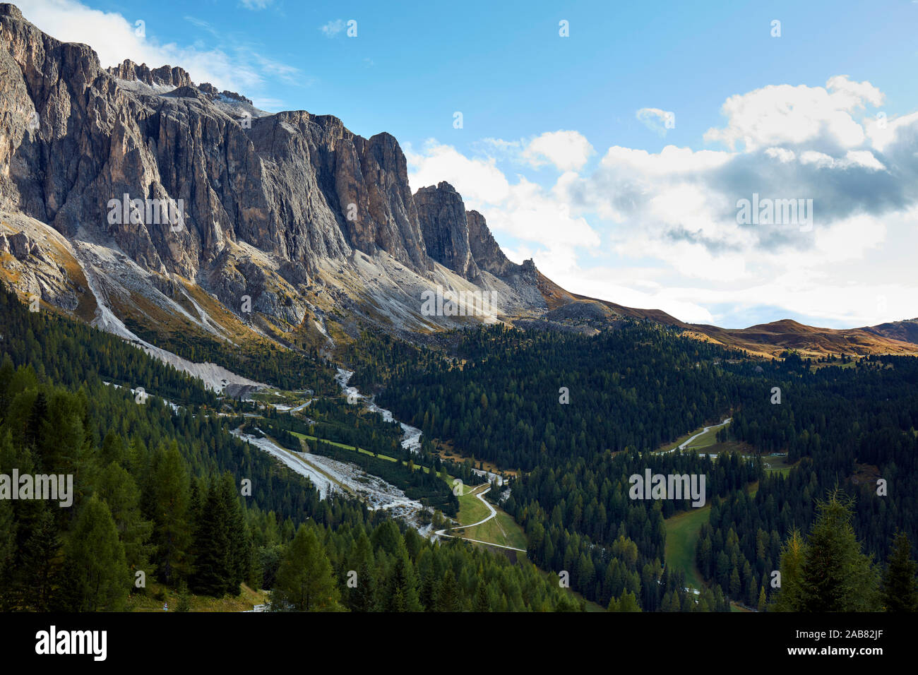 Part of Marmolada mountain range in the Dolomite alps in early fall, South Tyrol, Italy, Europe Stock Photo