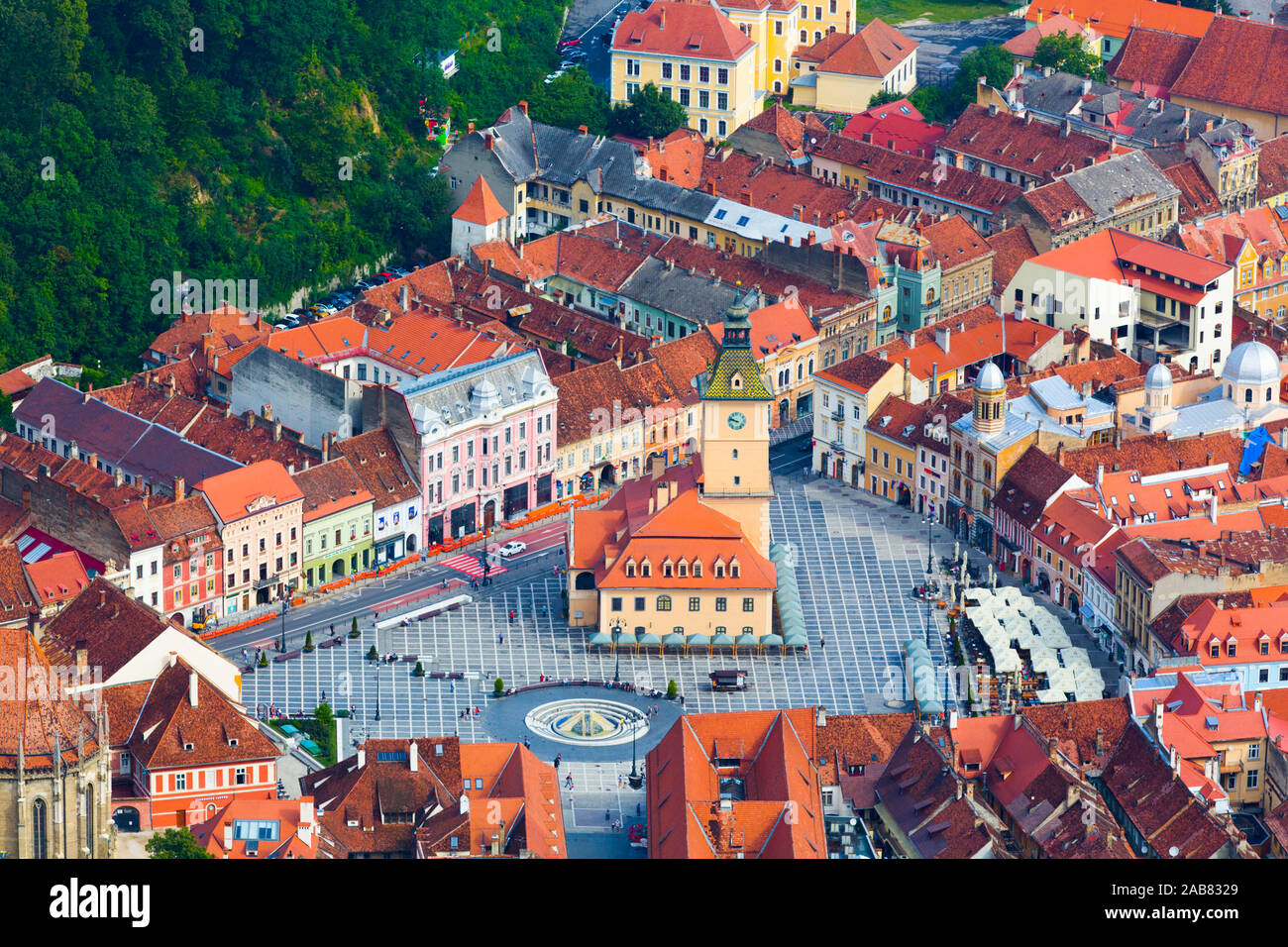 Piata Sfatului (Council Square), Brasov, Transylvania Region, Romania, Europe Stock Photo