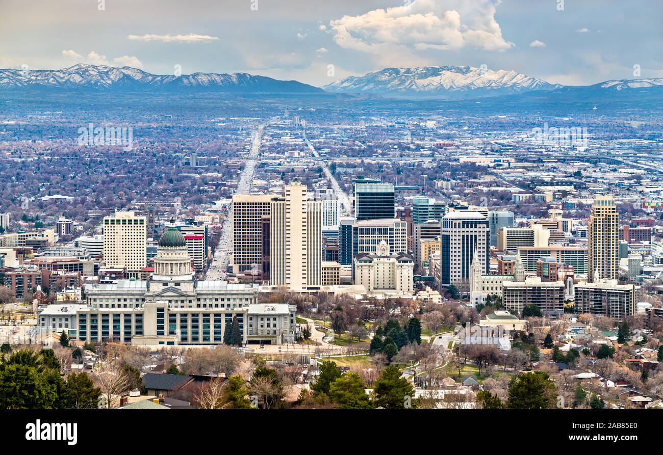 Panorama of Salt Lake City in Utah Stock Photo