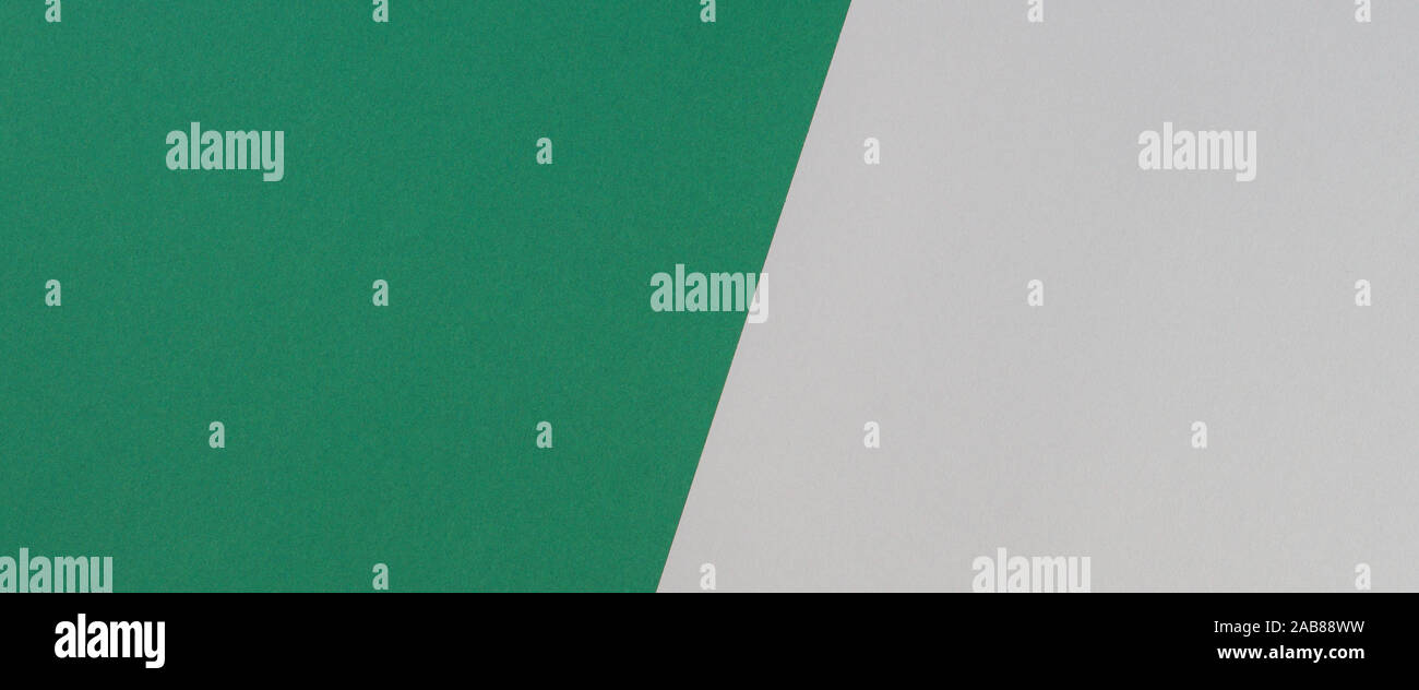 Green And Light Grey Color Paper Banner Background Stock Photo