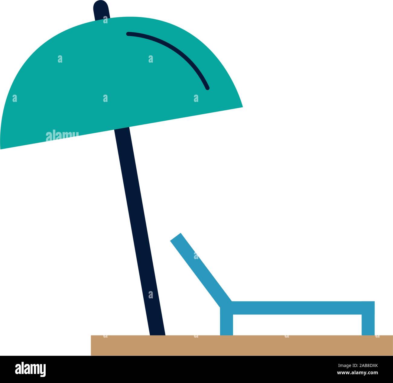 beach chair with umbrella flat style icon vector illustration design ...