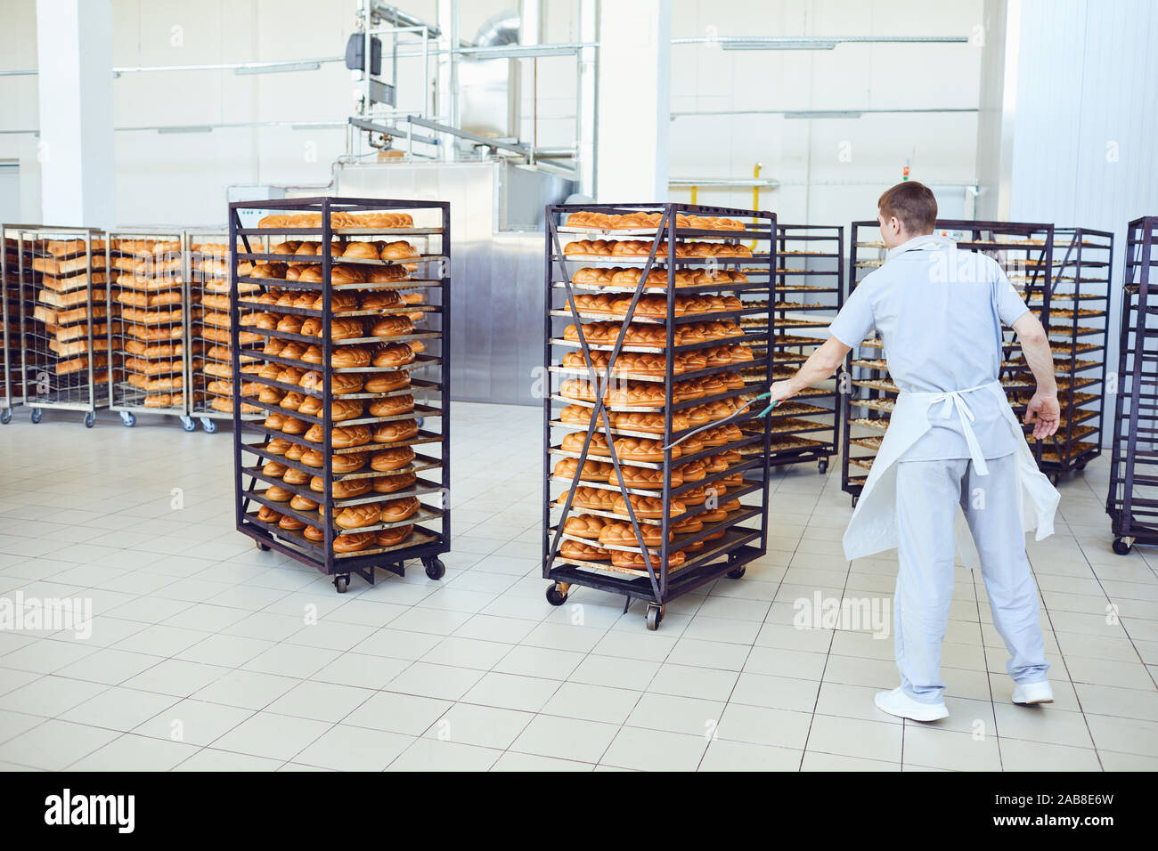 https://c8.alamy.com/comp/2AB8E6W/bakery-worker-pulling-shelves-with-bread-2AB8E6W.jpg