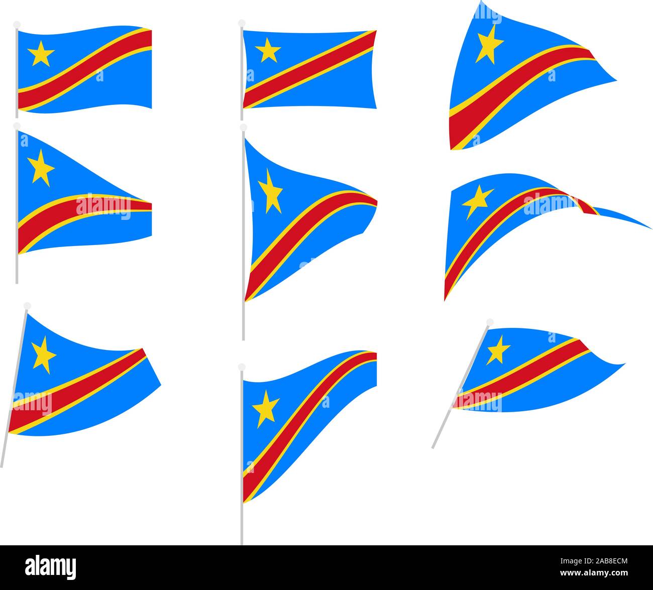 Vector Drawing of Set with Congo Democratic Republic Flag Stock Vector