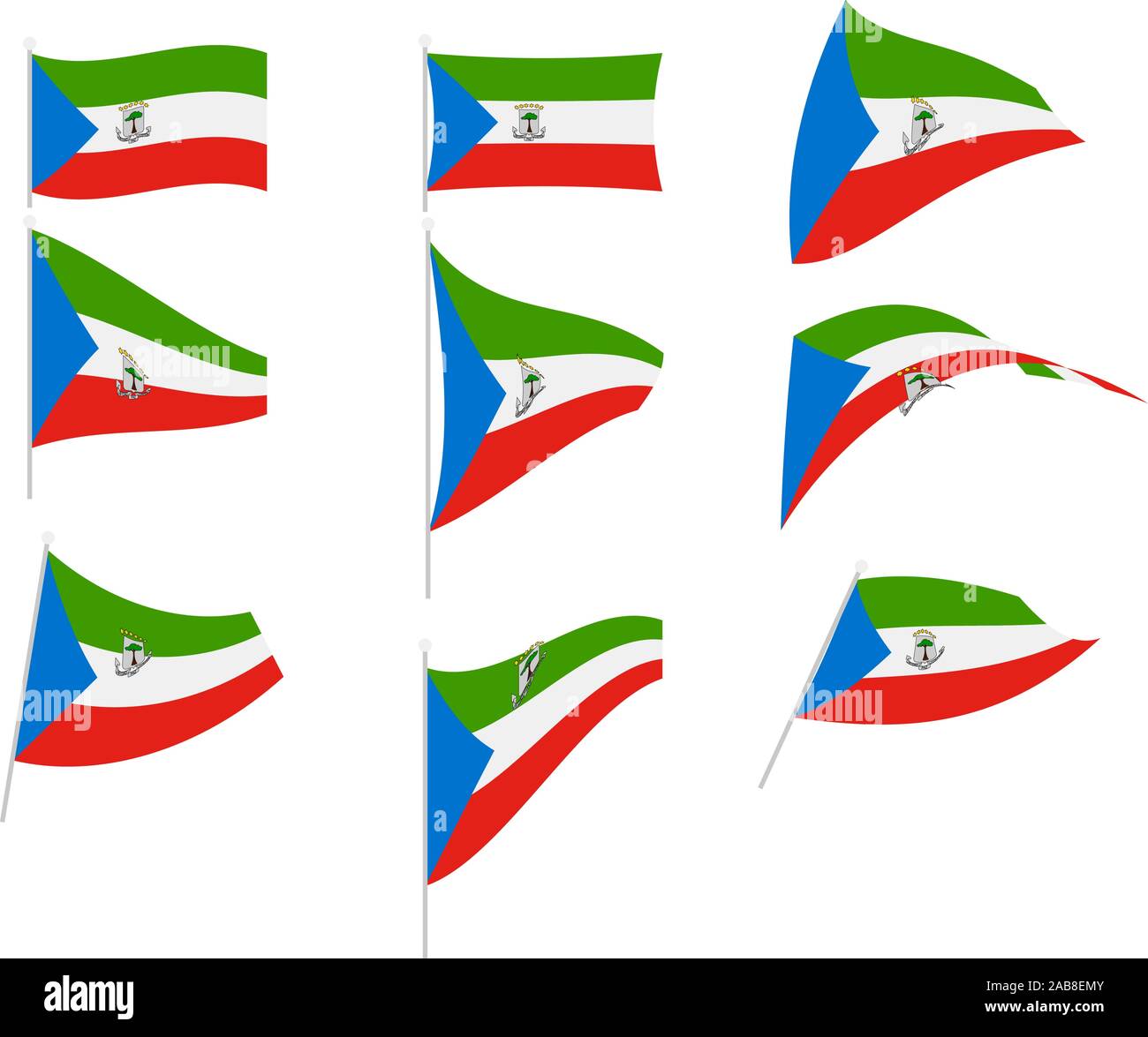 Vector Drawing of Set with Equatorial Guinea Flag Stock Vector