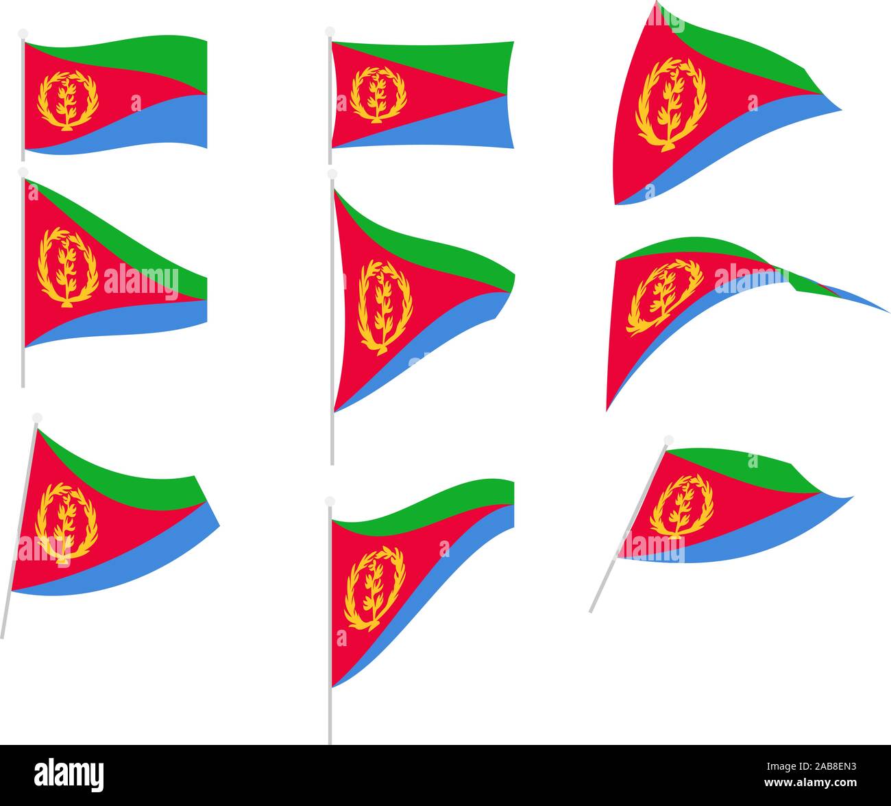 Vector Drawing of Set with Eritrea Flag Stock Vector
