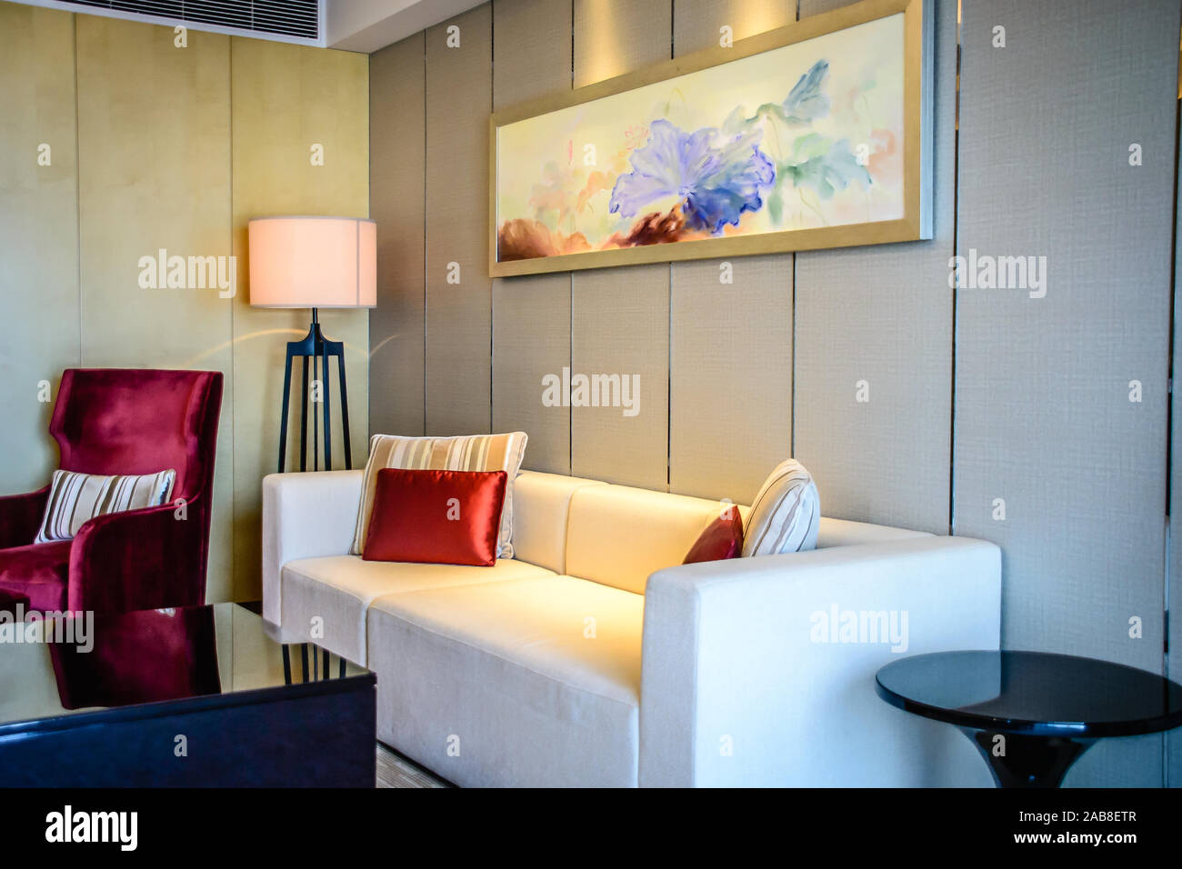 Interior Decoration Of Beautiful Liiving Room With Couch Armchair