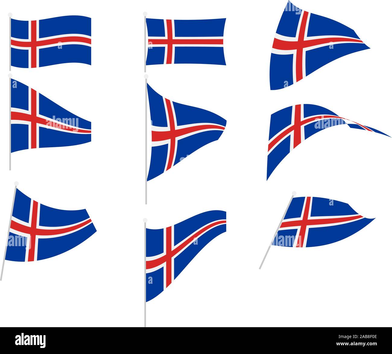 Vector Drawing of Set with Iceland Flag Stock Vector
