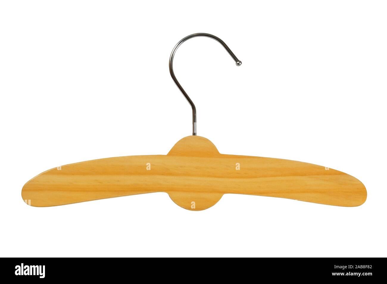 Old fashioned wooden coat hanger isolated on white background Stock