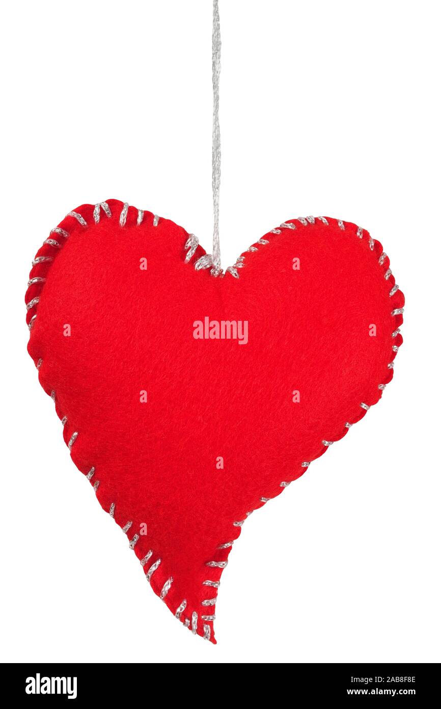 Heart as Christmas tree decoration isolated on white background Stock Photo