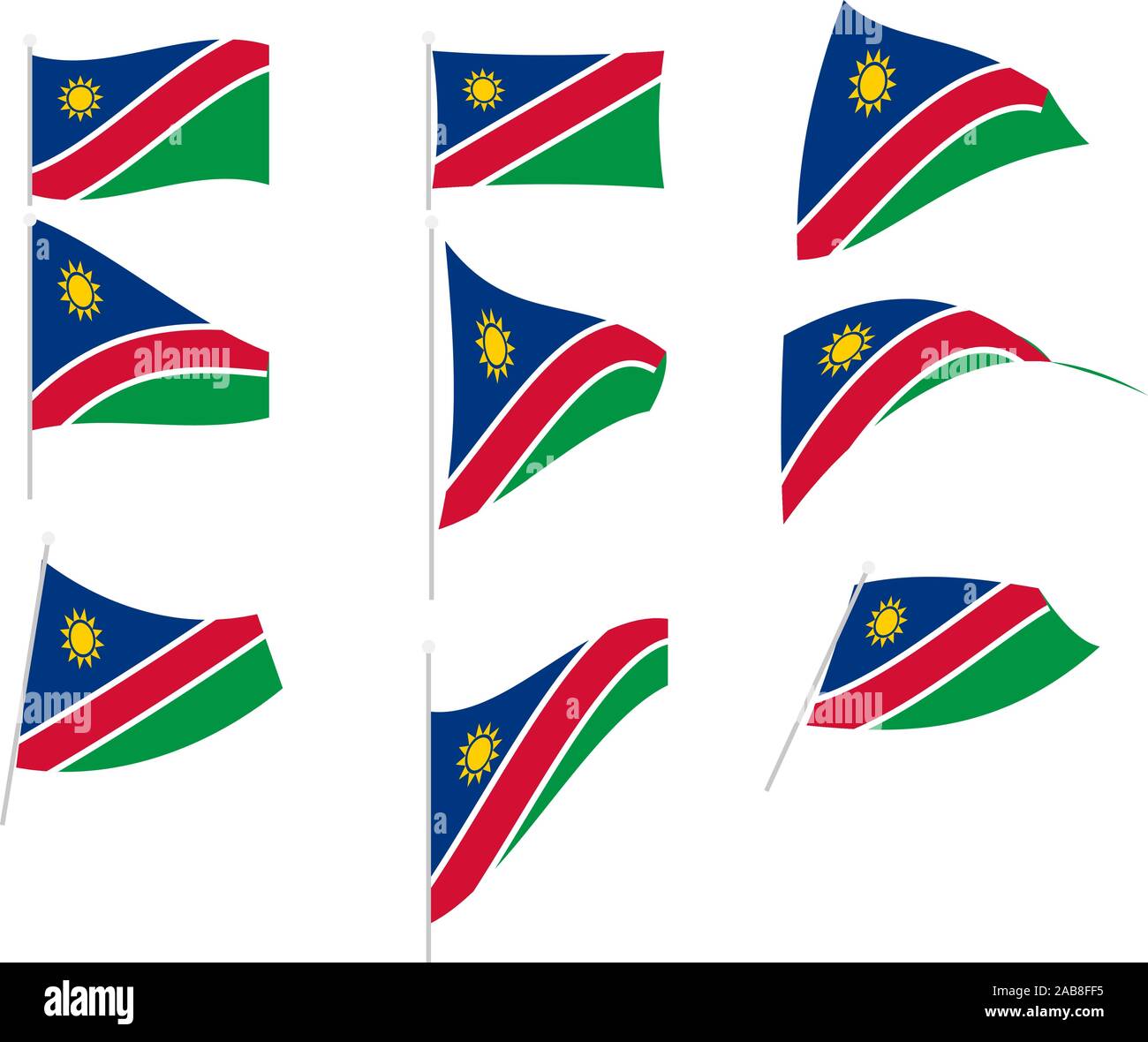 Vector Drawing of Set with Namibia Flag Stock Vector