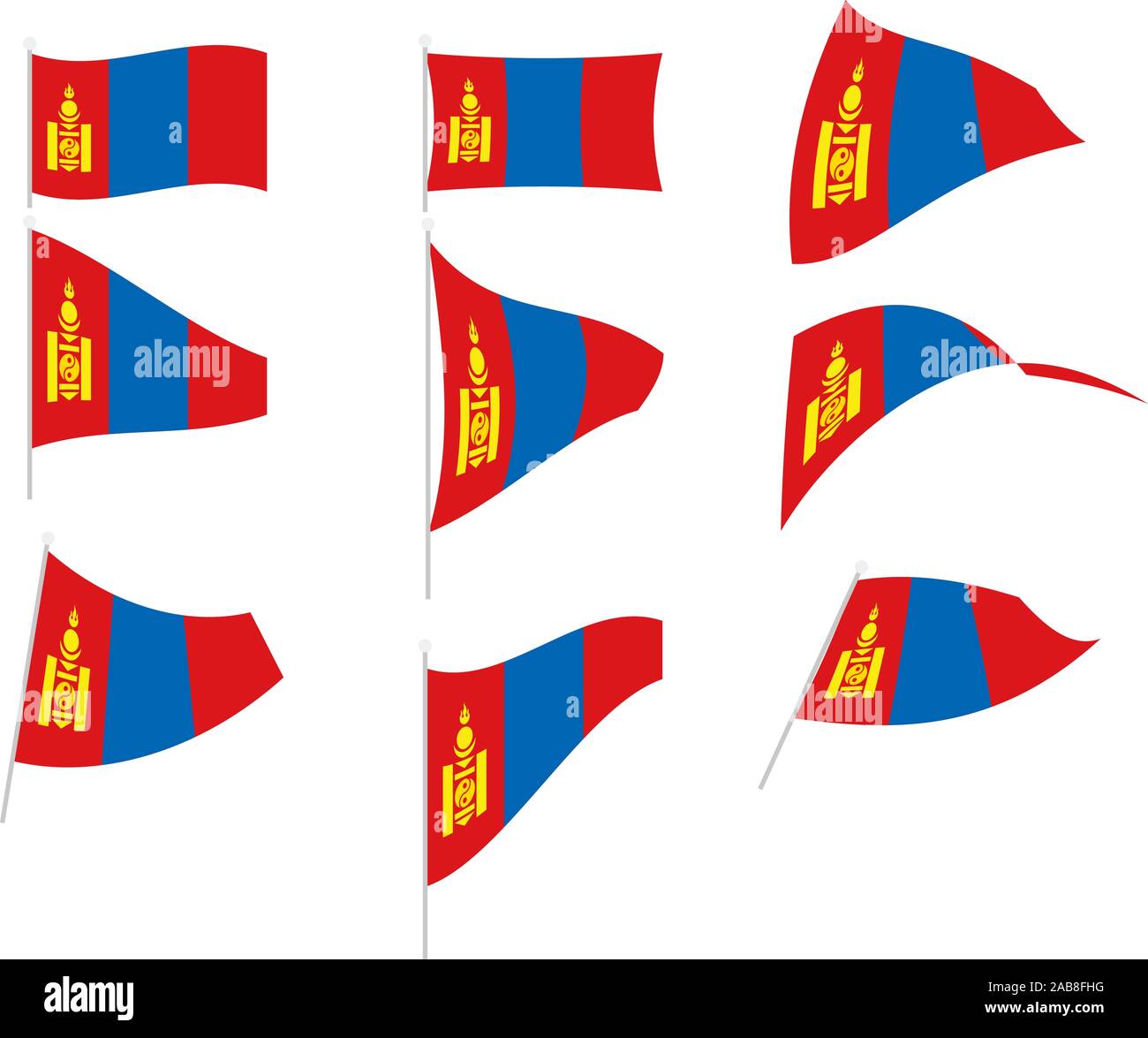 Vector Drawing of Set with Mongolia Flag Stock Vector