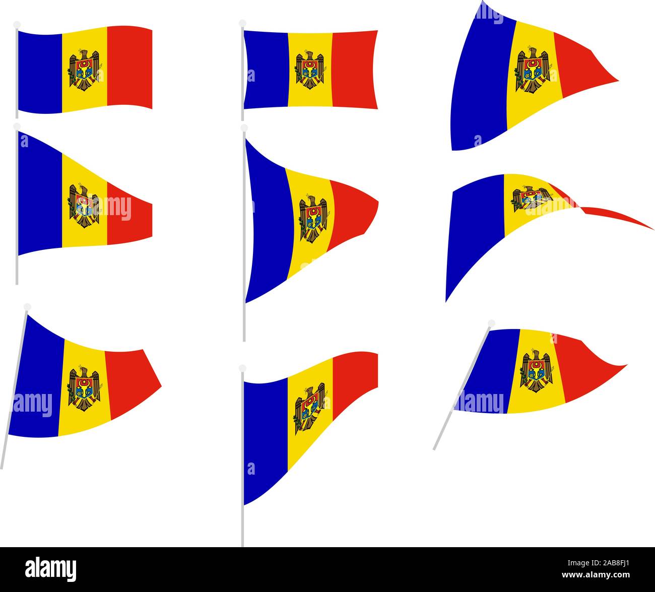 Vector Drawing of Set with Moldova Flag Stock Vector