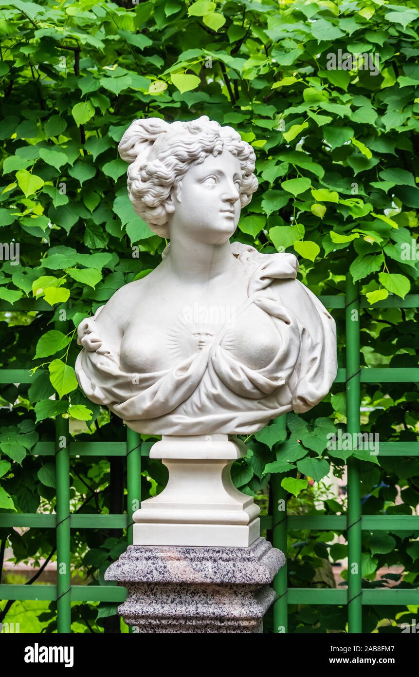 View on anticient statue in Summer garden in Saint-Petersburg Stock Photo