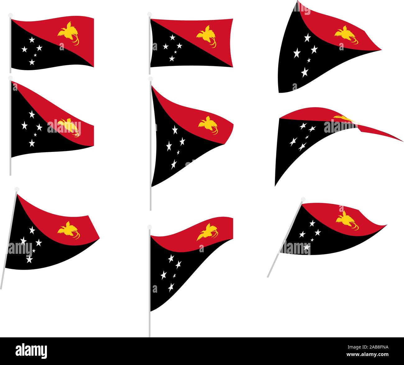 Vector Drawing of Set with Papua New Guinea Flag Stock Vector