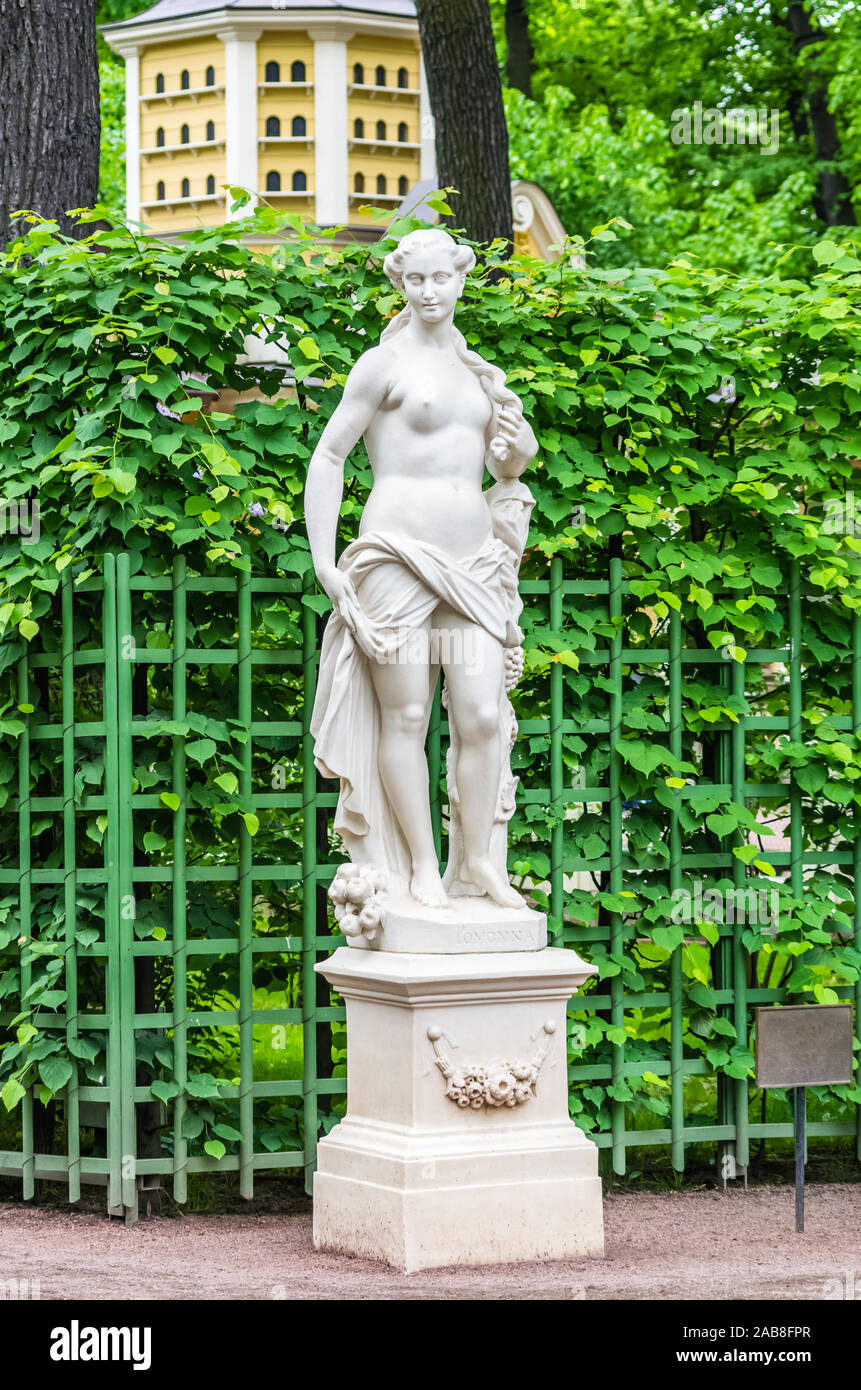 View on anticient statue in Summer garden in Saint-Petersburg Stock Photo