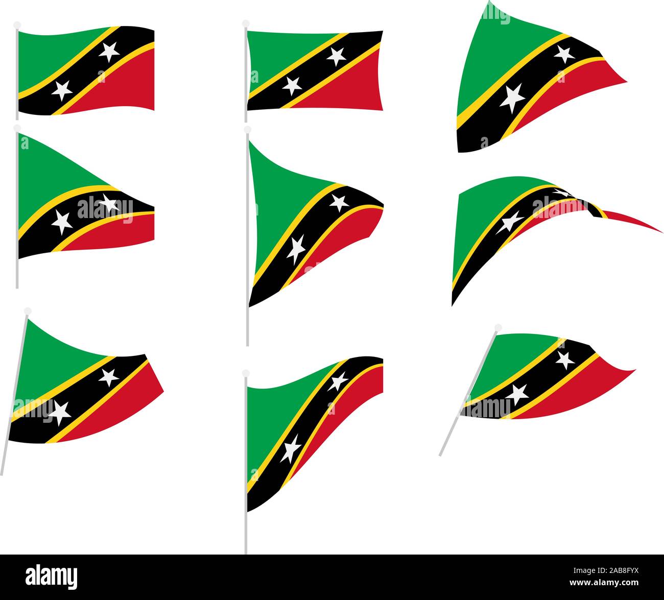 Vector Drawing of Set with Saint Kitts and Nevis Flag Stock Vector ...