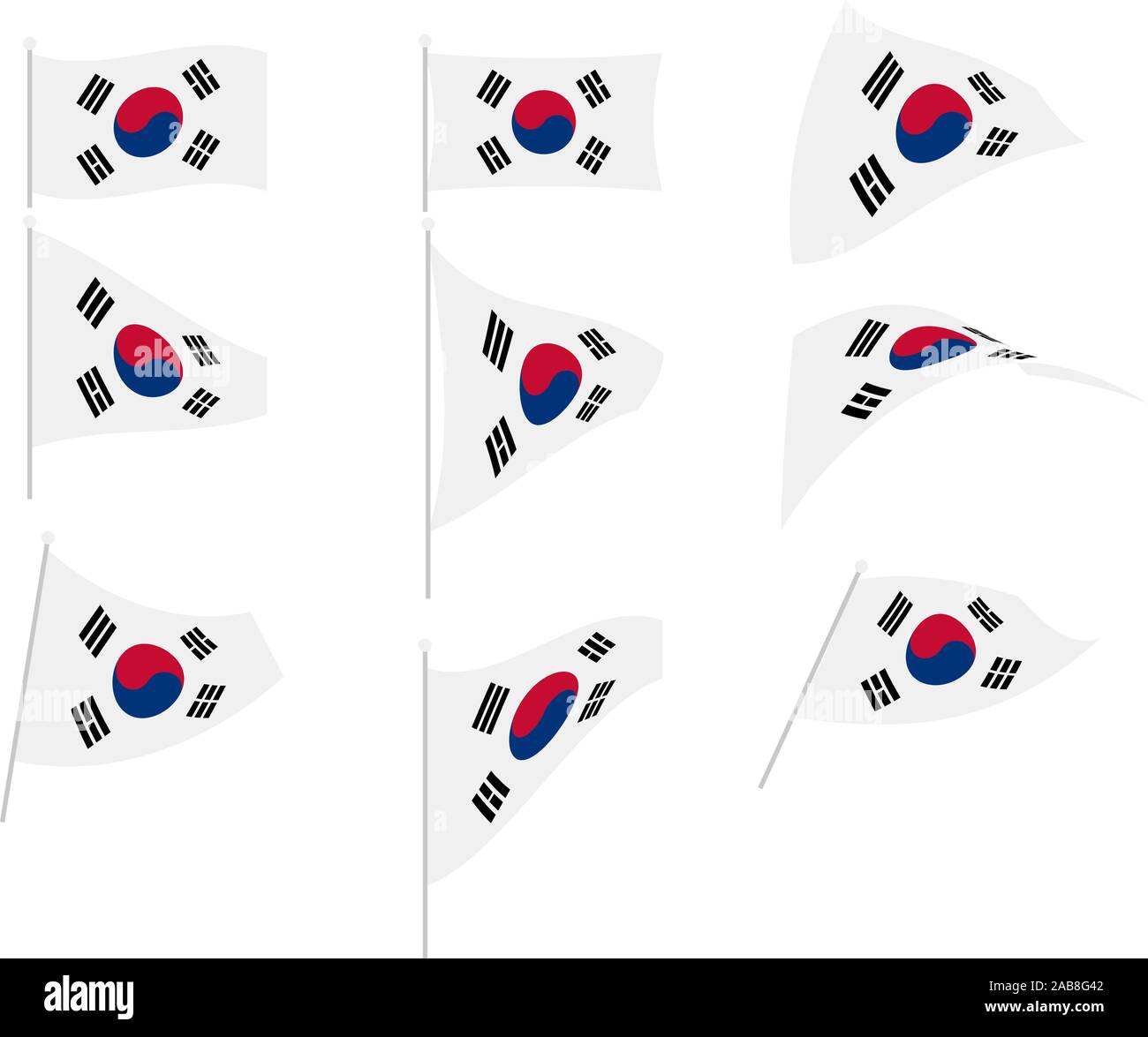 Vector Drawing of Set with South Korea Flag Stock Vector Image & Art ...