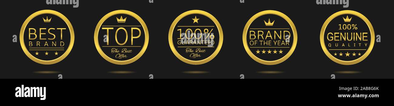 Golden badge set Stock Vector