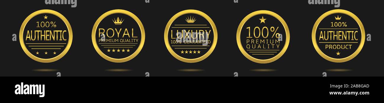 Golden badge set Stock Vector