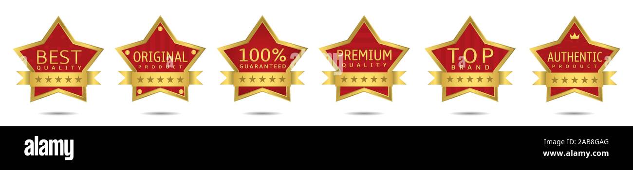Golden star badge set Stock Vector