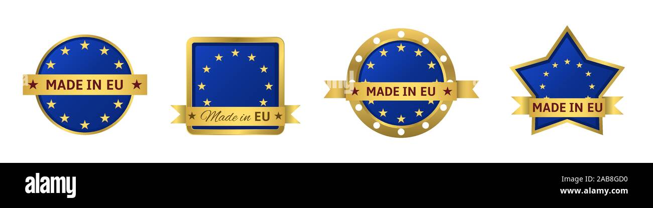 Made in EU badge set Stock Vector