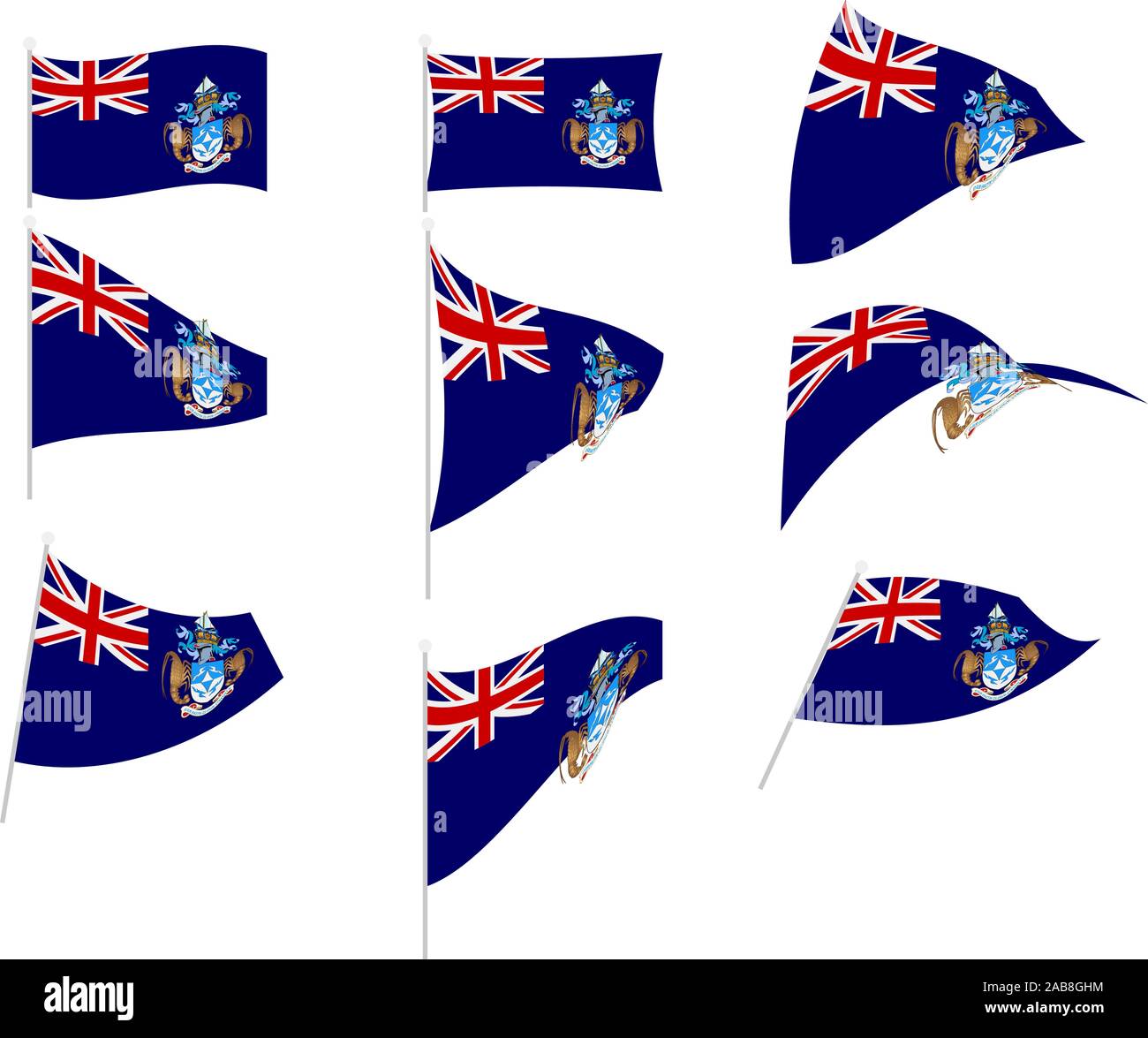Vector Drawing of Set with Tristan da Cunha Flag Stock Vector Image