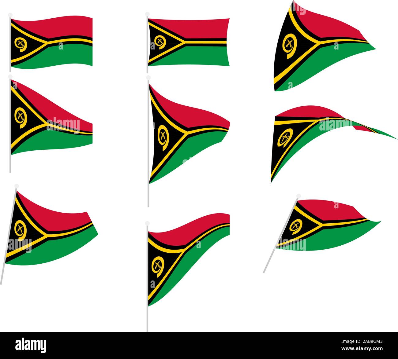 Vector Drawing of Set with Vanuatu Flag Stock Vector