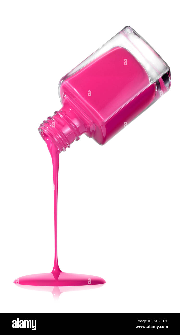Pink nail varnish pour spill/shape Stock Photo Alamy